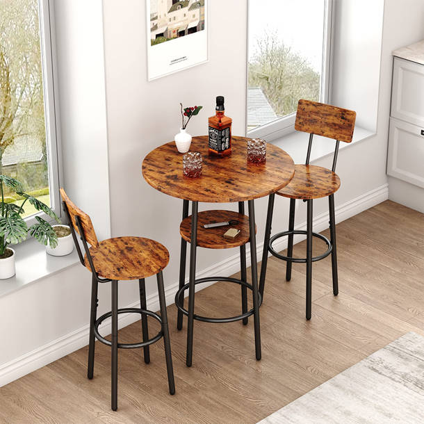 17 Stories Bistro Table and Chairs Set of 2, 3Piece Bar Table and